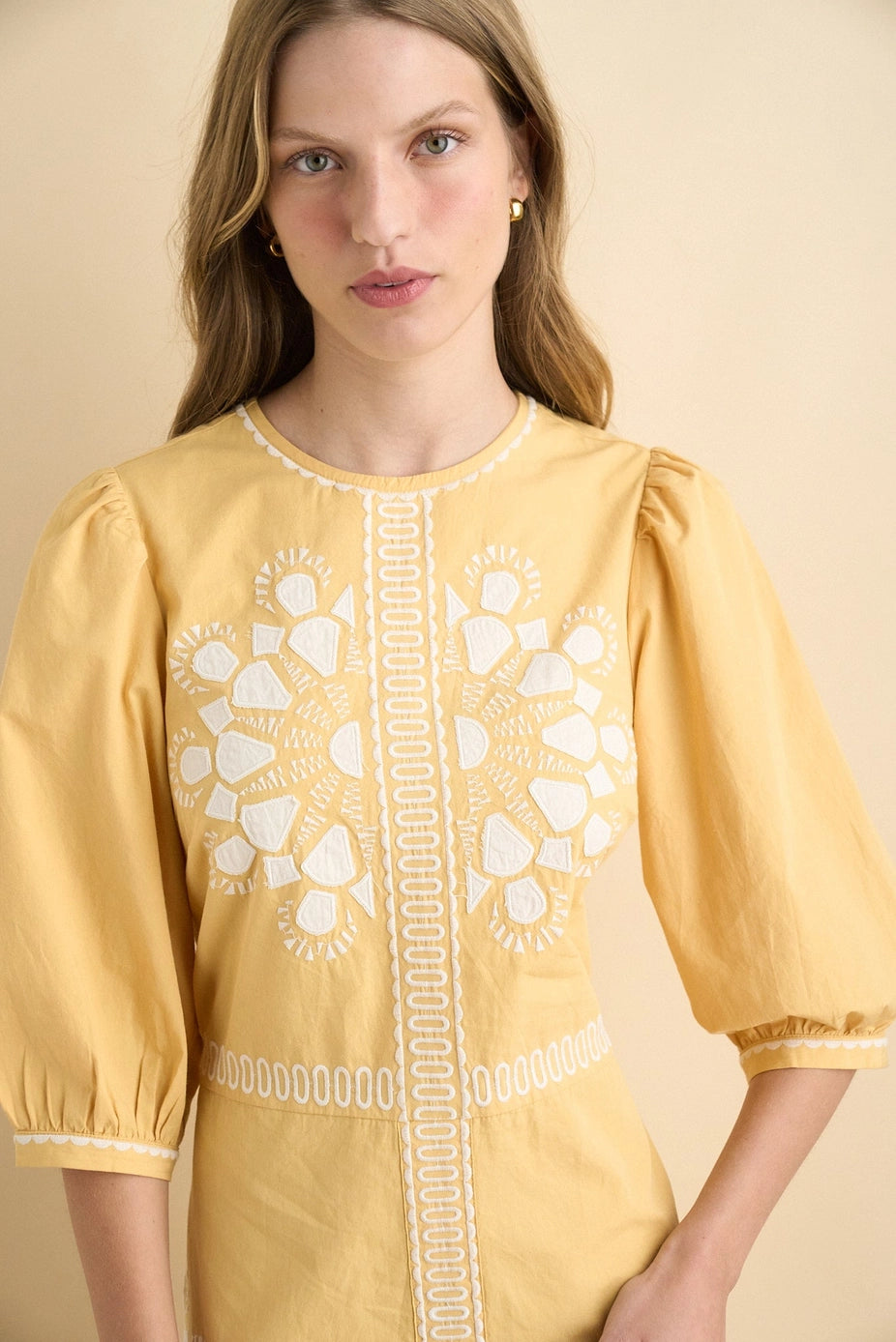 Yellow Embroidered Maxi Dress
