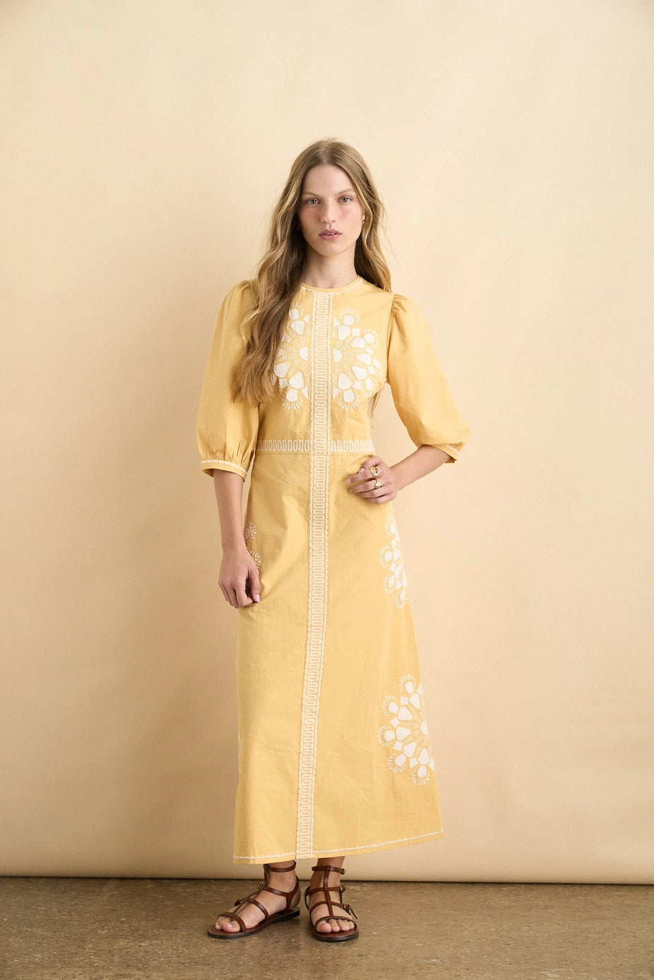 Yellow Embroidered Maxi Dress